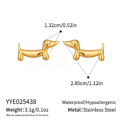304 Stainless Steel Dog Stud Earrings for Women UX9475-1