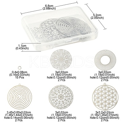 10Pcs 5 Style Brass Filigree Pendants KK-YW0001-48-1