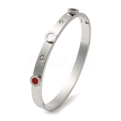 304 Stainless Steel Rhinestone Bangles BJEW-F474-01P-1