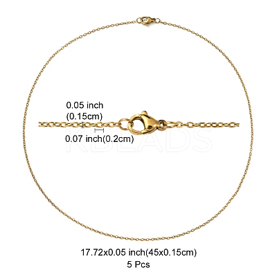 Ion Plating(IP) 5Pcs 304 Stainless Steel Cable Chain Necklaces Set for Men Women MAK-YW0002-02P-1