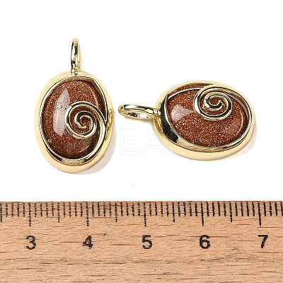 Synthetic Goldstone Oval Pendants G-K371-01G-06-1