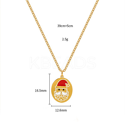 Christmas 304 Stainless Steel Enamel Pendant Necklaces FS-WGDAA96-10-1