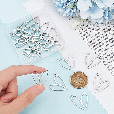 20Pcs 304 Stainless Steel Pendants STAS-UN0049-25-1