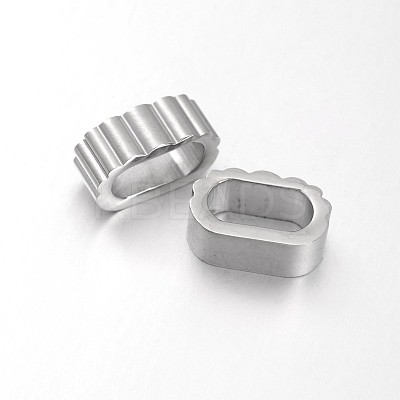 304 Stainless Steel Grooved Oval Slide Charms/Slider Beads STAS-UN0014-80P-1