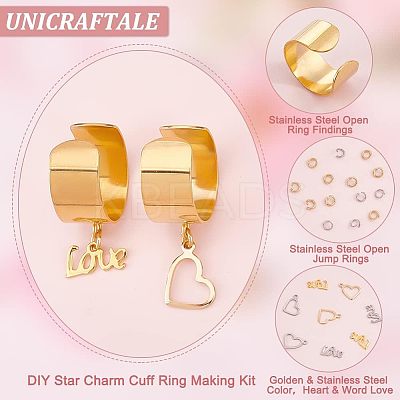 DIY Love Charm Cuff Ring Making Kit STAS-UN0039-60-1