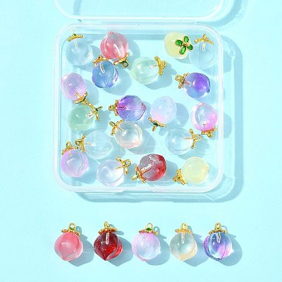 24Pcs 9 Colors Glass Pendants GLAA-FS0002-43-1