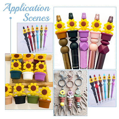 18Pcs 18 Style Leaf Pot and Flower Food Grade Eco-Friendly Silicone Beads SIL-GO0001-15-1