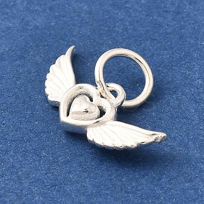 925 Sterling Silver Angel Wings Heart Charms STER-L066-04S-1