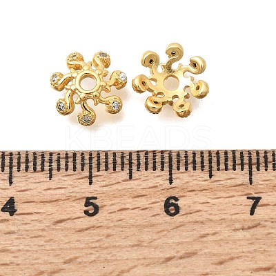 Brass Micro Pave Clear Cubic Zirconia Bead Caps KK-G600-19G-1