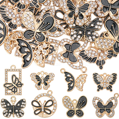 32Pcs 8 Styles Alloy Enamel Pendants ALRI-SC0001-52-1