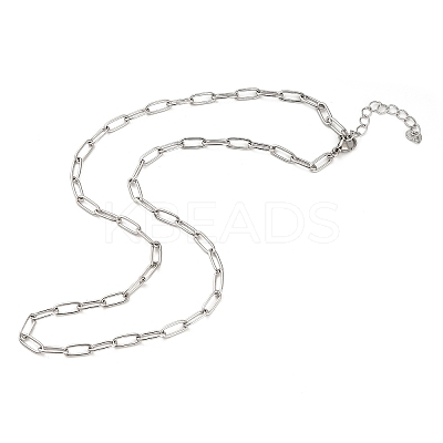 304 Stainless Steel Paperclip Chain Necklaces for Women Men NJEW-G161-01P-1