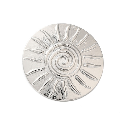 Big Flat Round with Sun Alloy Open Cuff Rings for Women RJEW-U006-04P-1