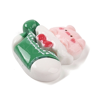 Animal Christmas Socking Theme Opaque Resin Decoden Cabochons RESI-S397-03F-1