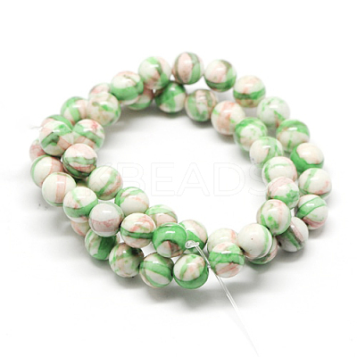 Dyed Round Synthetic Gemstone Ocean White Jade Beads Strands G-F085-10mm-05-1