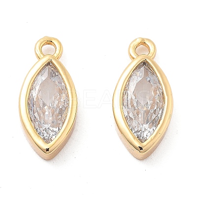 Brass Micro Pave Clear Cubic Zirconia Charms KK-G516-27G-1