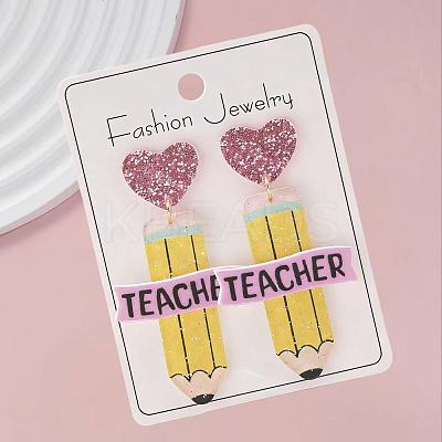 Teachers' Day Printed Acrylic Stud Dangle Earrings for Women WGAB7A7-03-1