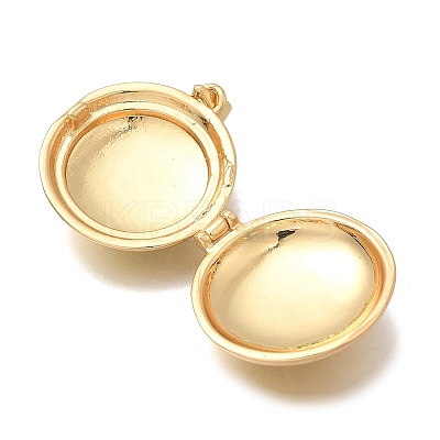 Brass Flat Round Locket Pendants KK-D431-028B-G-1
