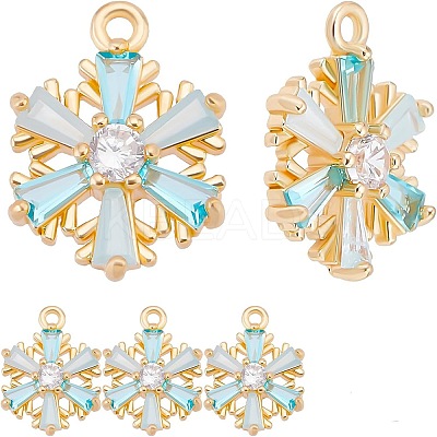 Brass Micro Pave Pale Turquoise Cubic Zirconia Charms ZIRC-BBC0001-09-1
