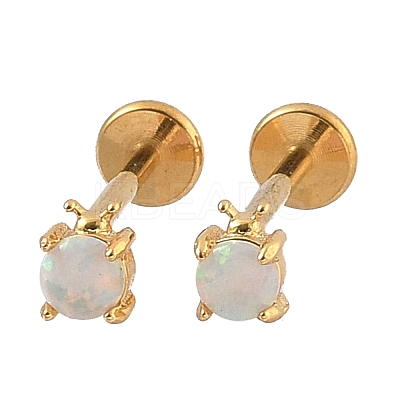 304 Stainless Steel Synthetic Opal Stud Earrings EJEW-B143-01G-01-1