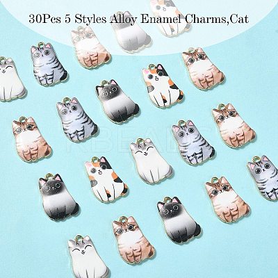 30Pcs 5 Styles Alloy Enamel Pendants ENAM-CJ0004-47-1