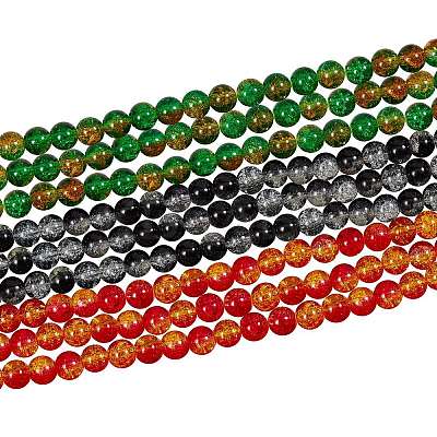 Two Tone Crackle Glass Bead Strands CCG-SZ0001-01-1