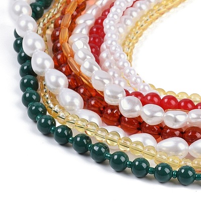 Bohemian Glass Beaded Multi Layered Necklaces for Women NJEW-K384-02A-1