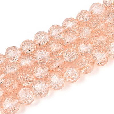 Transparent Crackle Glass Beads Strands GLAA-N053-8mm-09-1