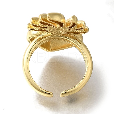 Rack Plating Brass Clear Cubic Zirconia Open Cuff Rings RJEW-S411-01G-04-1