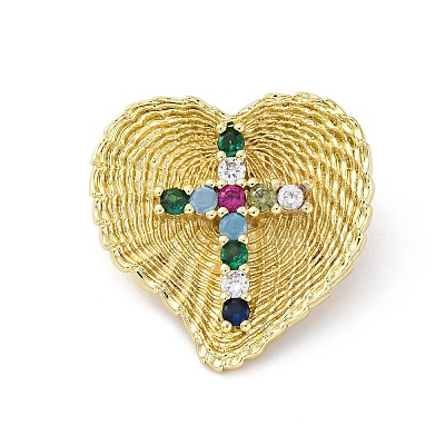 Brass Micro Pave Cubic Zirconia Pendants KK-S510-35G-02-1