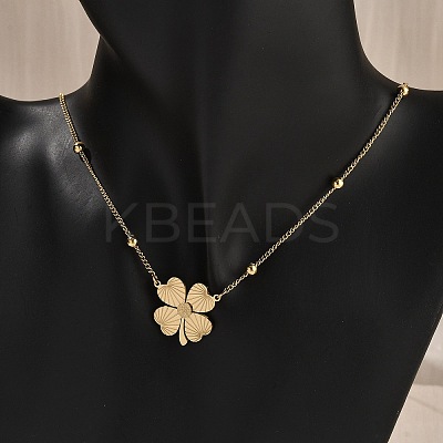 304 Stainless Steel Clover Pendant Necklaces NJEW-V001-09G-1