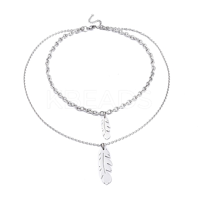 Non-Tarnish 304 Stainless Steel Double Layer Necklaces NJEW-M181-04P-1