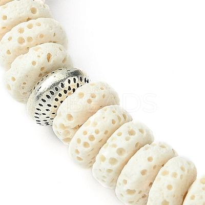 Natural Dyed Lava Rock Flat Round Beaded Stretch Bracelets for Men BJEW-JB09714-01-1