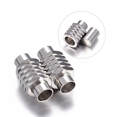 Tarnish Resistant 304 Stainless Steel Magnetic Clasps with Glue-in Ends LS-STAS-H055-2-1