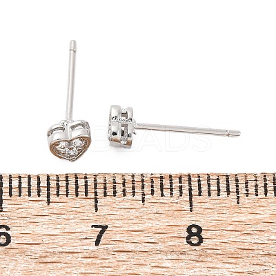 Clear Cubic Zirconia Heart Stud Earrings EJEW-K093-24P-1