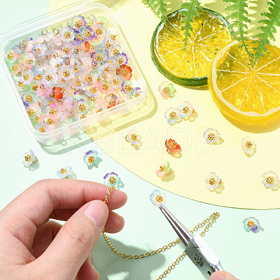 100Pcs Luminous & Two Tone Transparent Resin Charms PALLOY-CJ00112-1