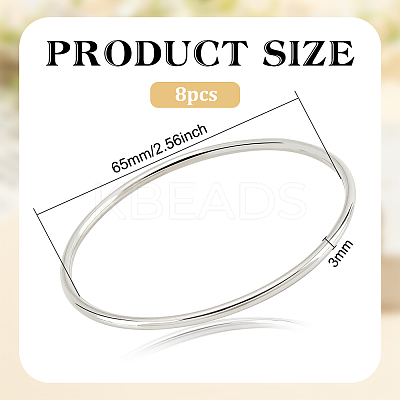 8Pcs 304 Stainless Steel Thin Wrap Bangle for Women BJEW-BC0001-16P-1