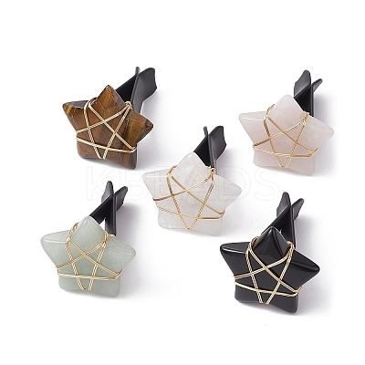 Wire Wrapped Star Natural Gemstone Car Air Vent Clips JEWB-BR00138-1