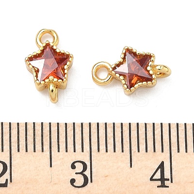 Brass Pave Cubic Zirconia Star Connector Charms KK-P348-08G-06-1