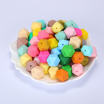 Hexagonal Silicone Focal Beads SI-JX0020A-99-1