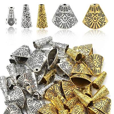 50Pcs 5 Styles Apetalous Alloy Bead Cone FIND-YW0006-39-1