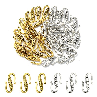 20Pcs Tibetan Style Alloy S-Hook Clasps TIBE-YW0002-04AG-1
