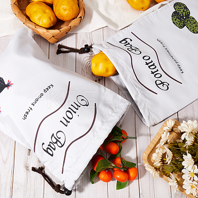 2Pcs 2 Styles Printed Cotton Cloth Storage Bags ABAG-CN0001-09-1