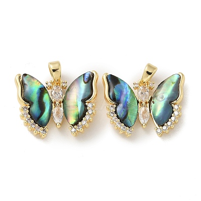 Brass Clear Cubic Zirconia Pendants KK-R210-12G-02-1