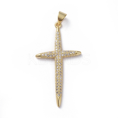 Brass Micro Pave Cubic Zirconia Pendants ZIRC-G159-02G-05-1