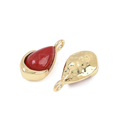 Synthetic Red Gemstone Teardrop Charms KK-B157-33A-G-1