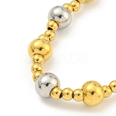 304 Stainless Steel & 201 Stainless Steel Round Beaded Necklaces for Women NJEW-G144-04B-GP-1