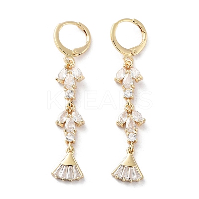 Fan Rack Plating Golden Brass Dangle Leverback Earrings EJEW-A030-04G-02-1
