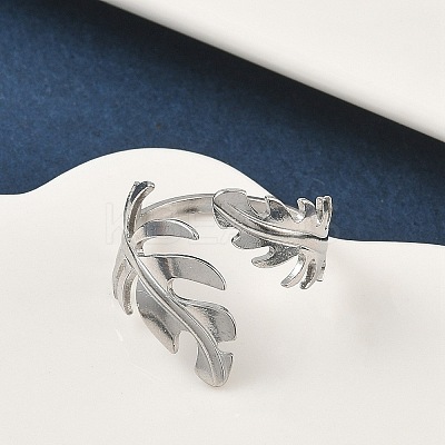 304 Stainless Steel Open Cuff Rings for Women RJEW-A079-12D-P-1