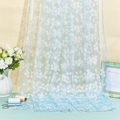 Polyester Flower Pattern Fabric DIY-WH0591-147C-1