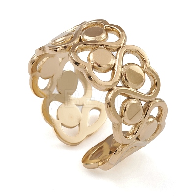 Ion Plating(IP) 304 Stainless Steel Cuff Rings RJEW-G285-77G-1